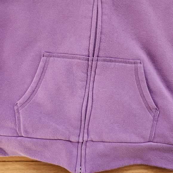 Puma Kids Girl Sz XL Purple Zip-Up Fleece Lined Cozy Hoodie Jacket Fall Winter - Picture 3 of 8